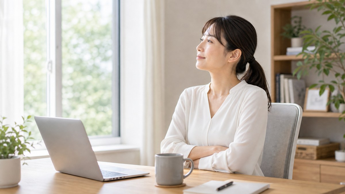 目を休めて首肩の負担やストレスをためないイメージ
