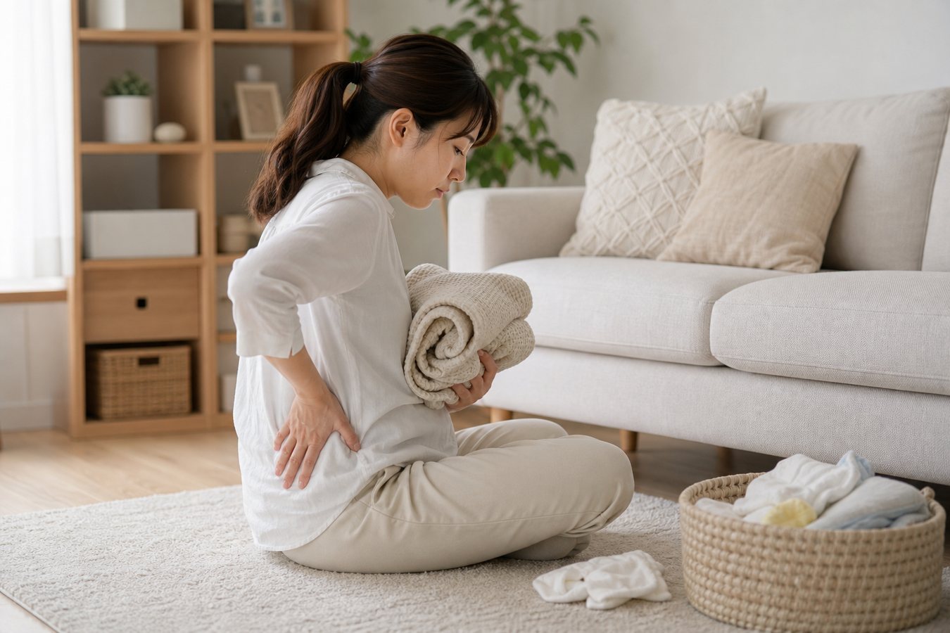 草加で恥骨痛や足の付け根の痛みに悩むイメージ