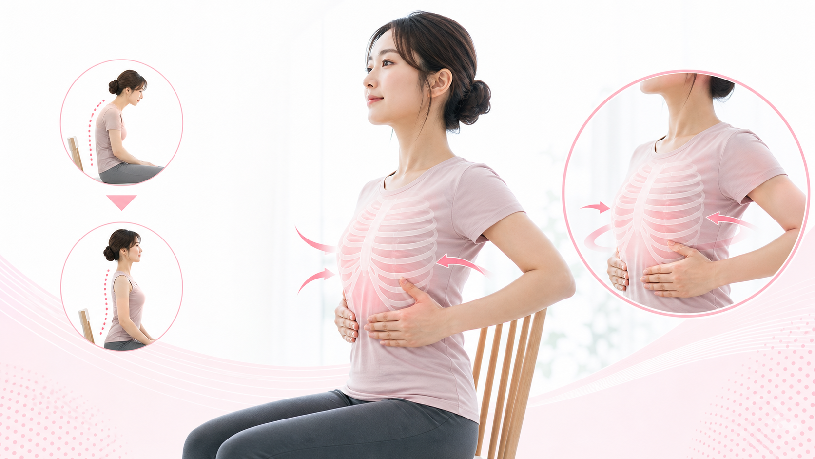 姿勢や呼吸とバンザイ寝の原因を説明するイメージ