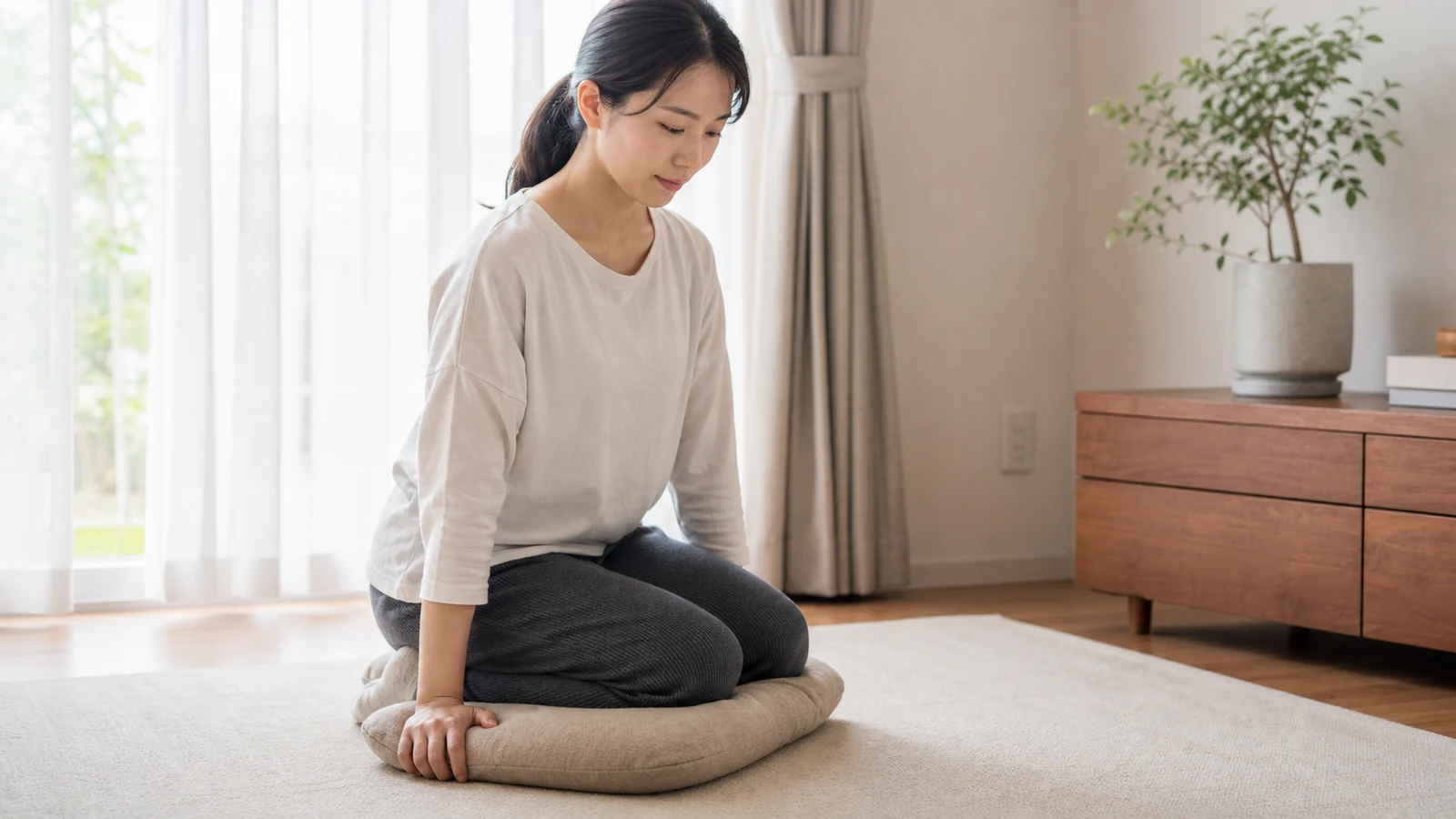 床座位を変えて身体への負担を分散する成人