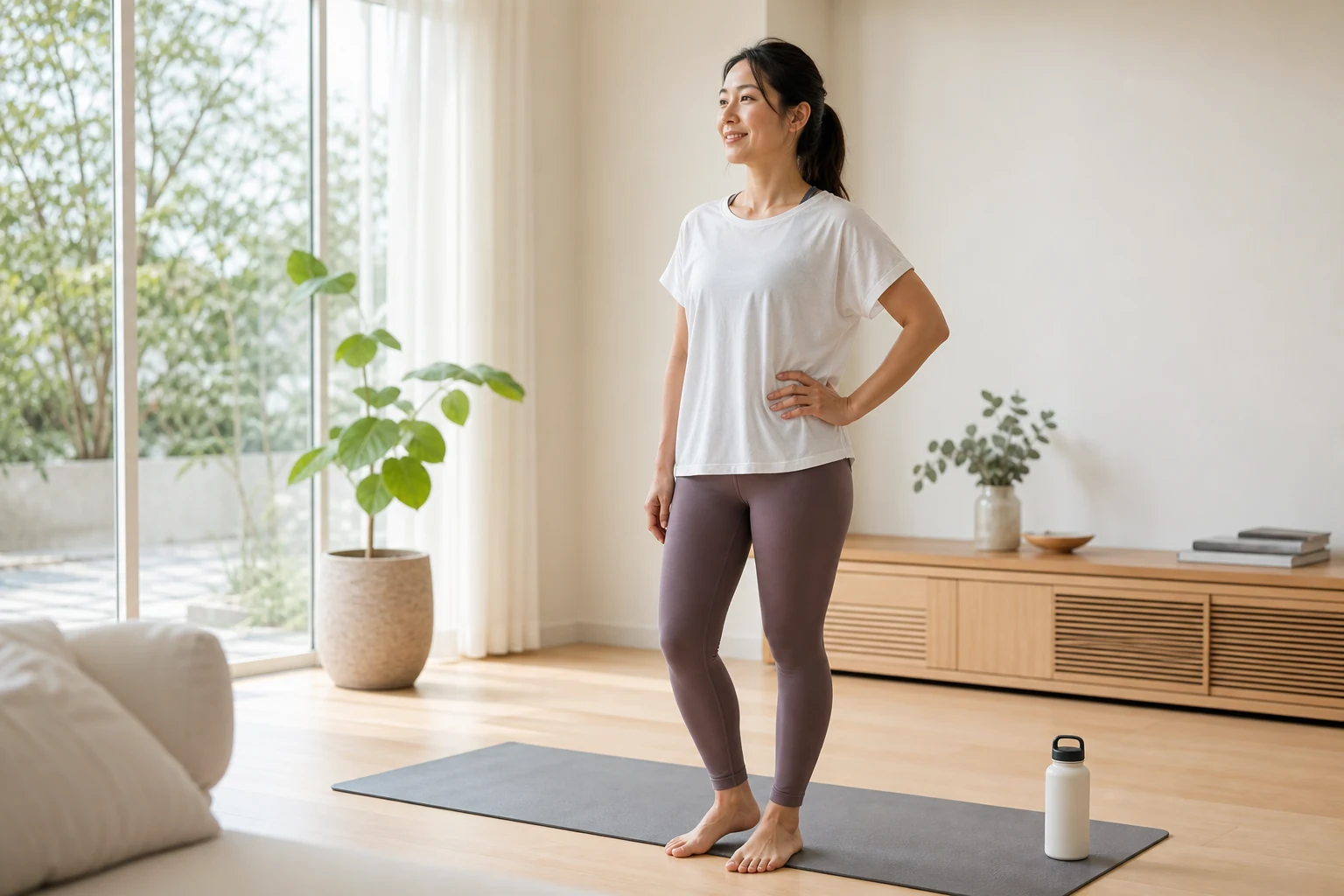股関節の運動習慣を無理なく続ける女性