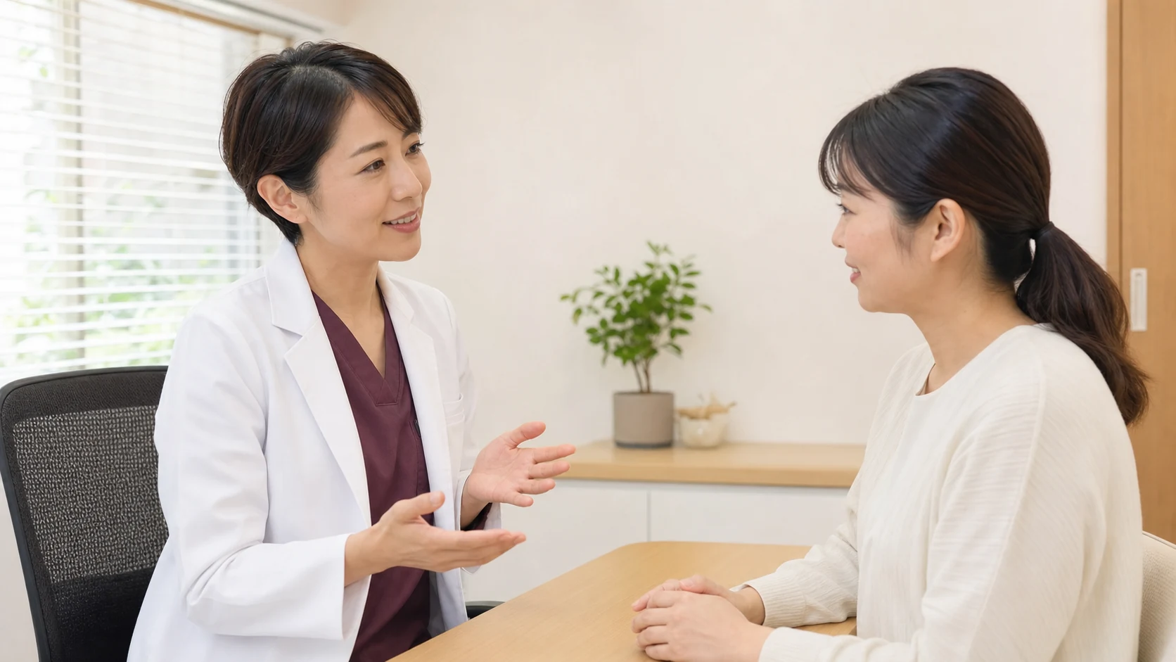 自律神経の悩みを施術者へ相談する女性