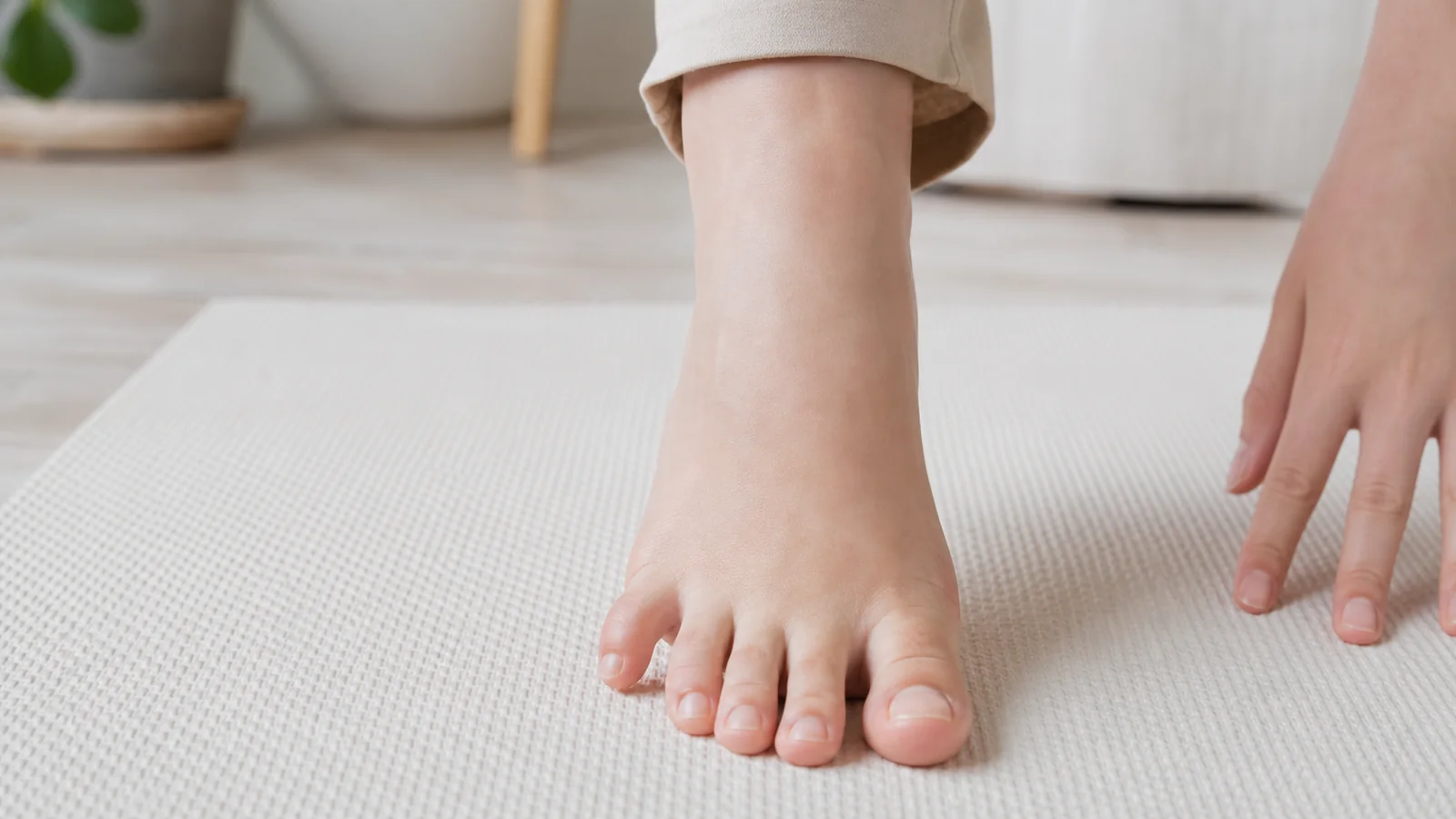 足裏やかかと周辺の痛む場所を確認するイメージ