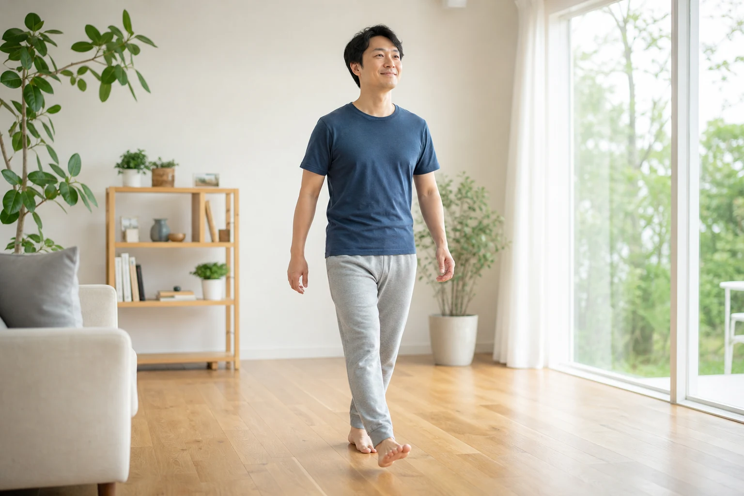 腰を守る習慣を続ける男性