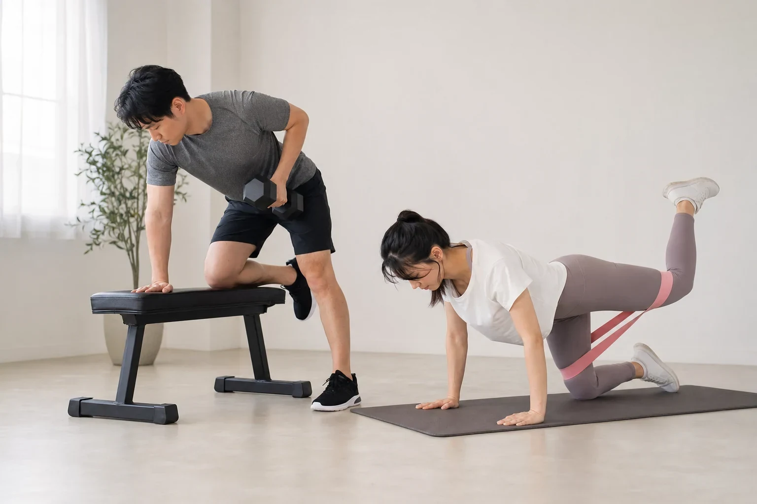 運動強度と筋肉の使い方を比較するイメージ