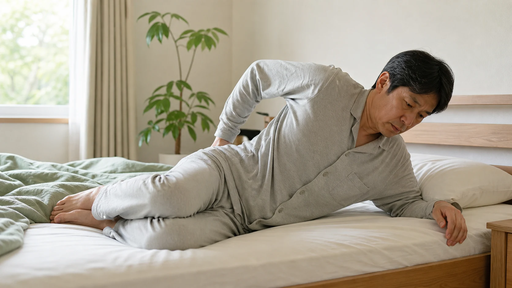横向きでお尻と腰の痛みを感じる人