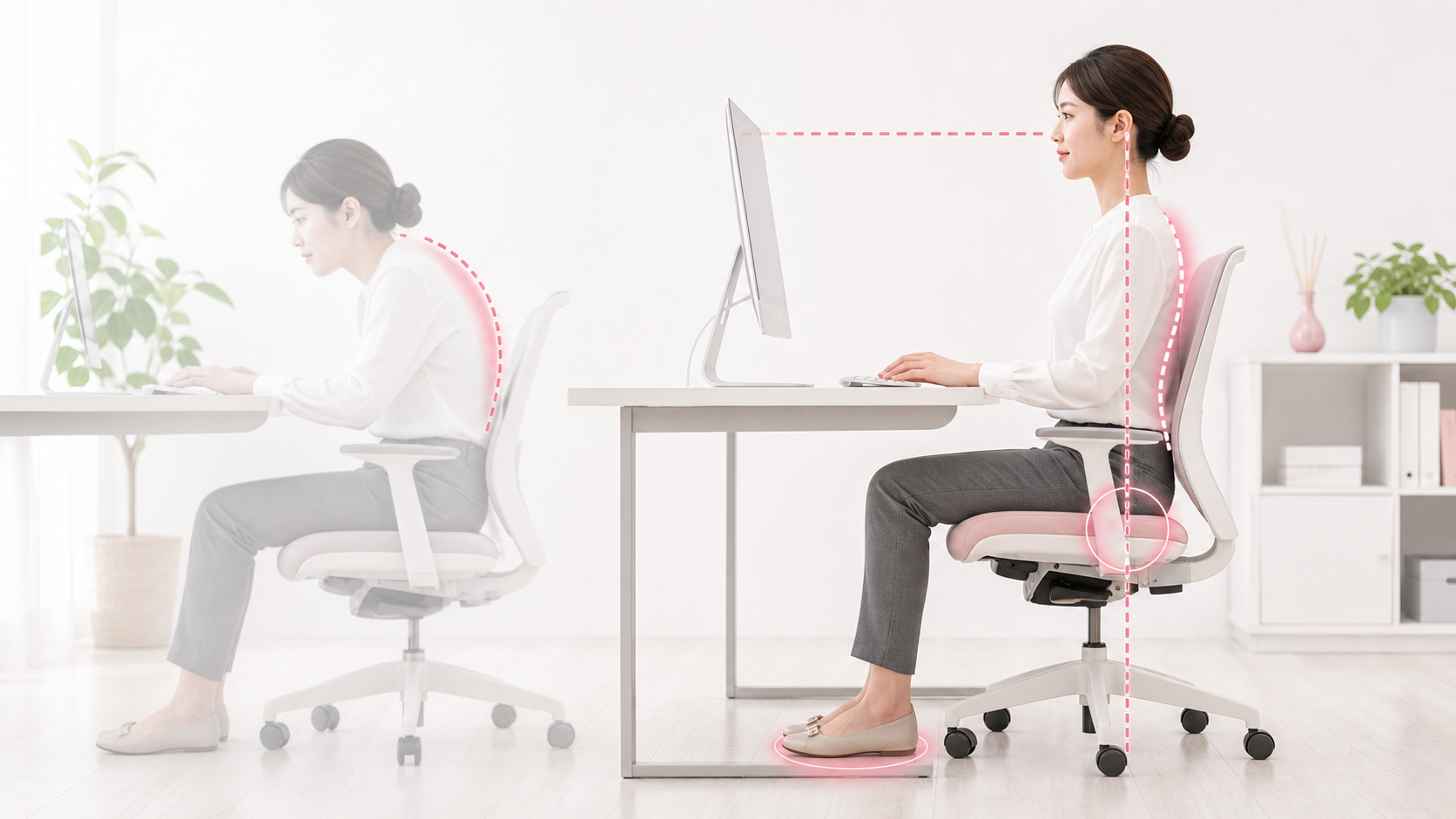 足を組む座り方と姿勢への影響を確認するイメージ
