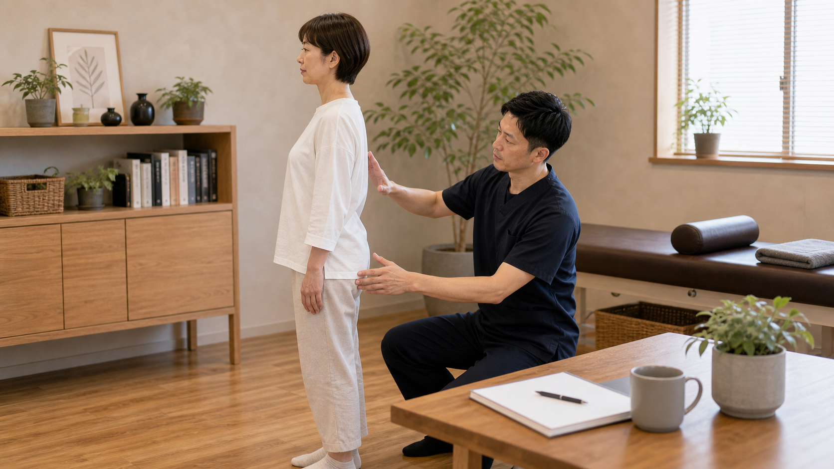 整体院で姿勢や体の状態を確認するイメージ