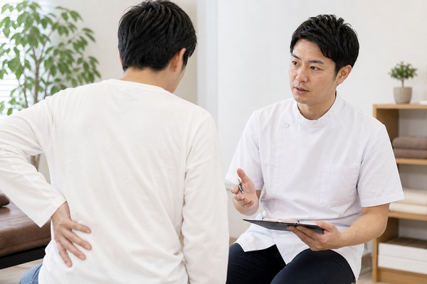 背中の痛みについて専門家に相談するイメージ