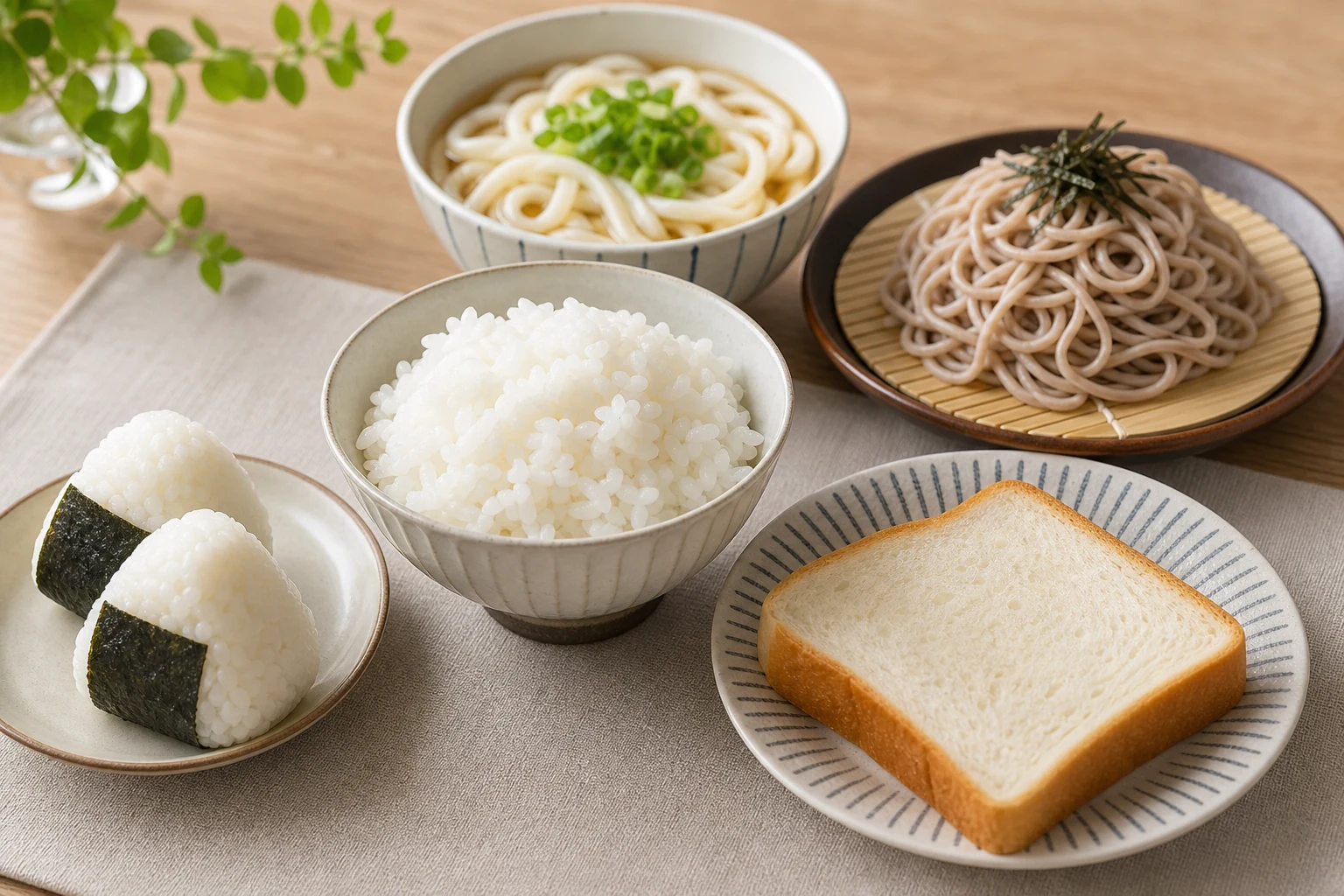 活動のエネルギー源となる主食を示す図版