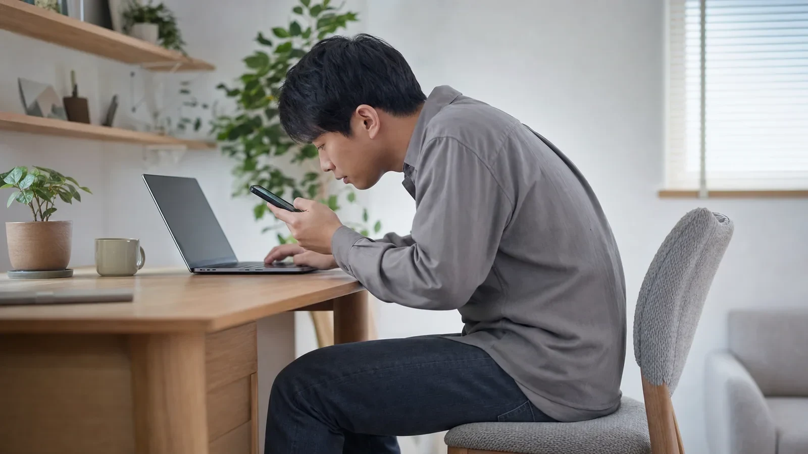 パソコン作業で前かがみになる肩こりの原因姿勢