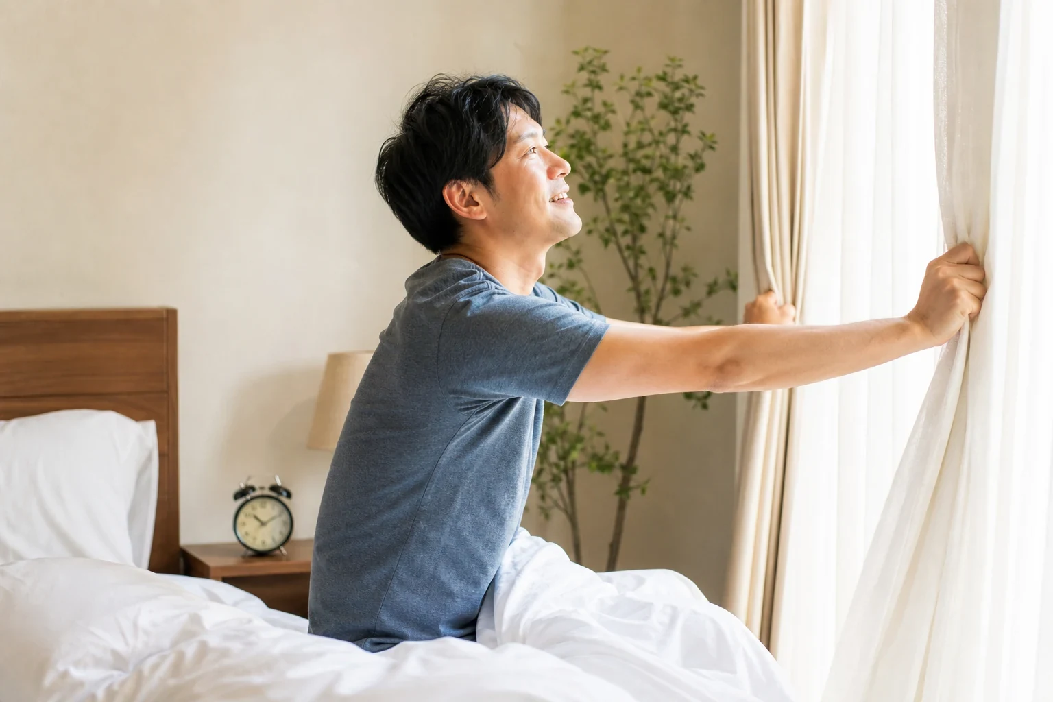 睡眠と生活リズムの関係を見直す女性