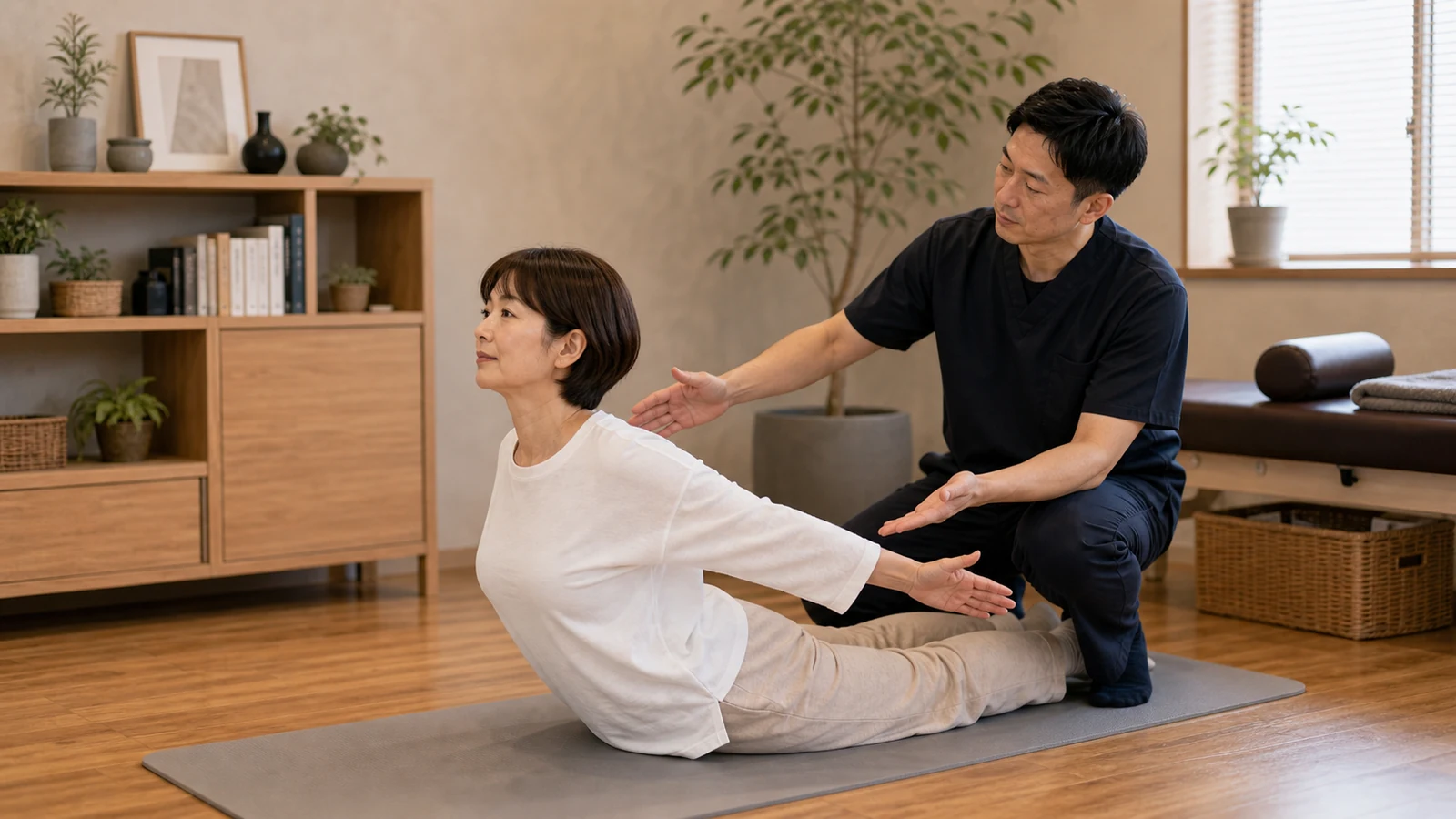 安全な姿勢改善トレーニングを行う写真