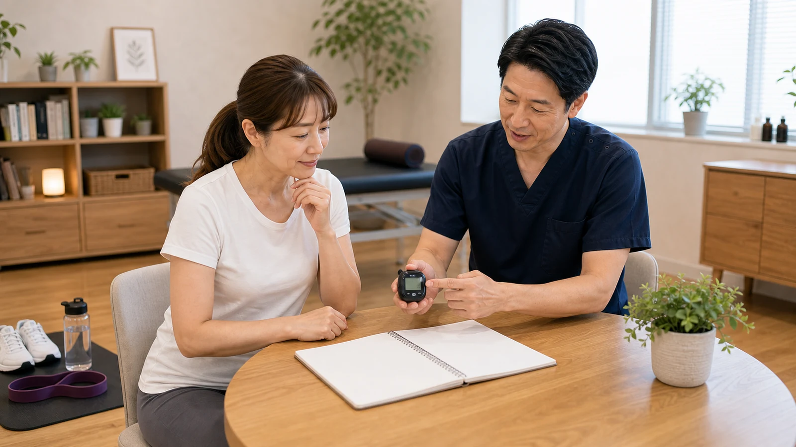 歩数と健康管理の目安を確認する写真