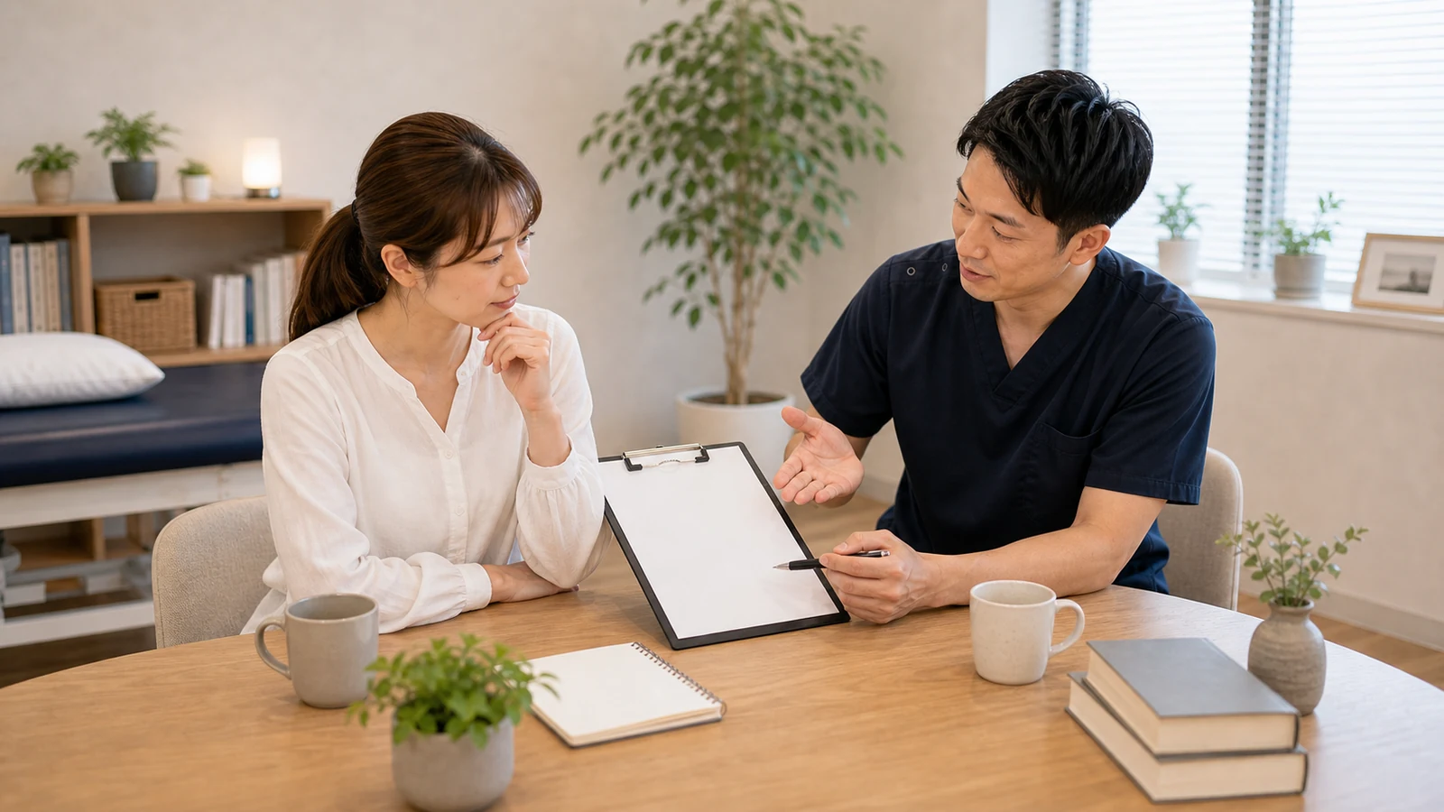 健康の理想と現実の違いについて相談する写真