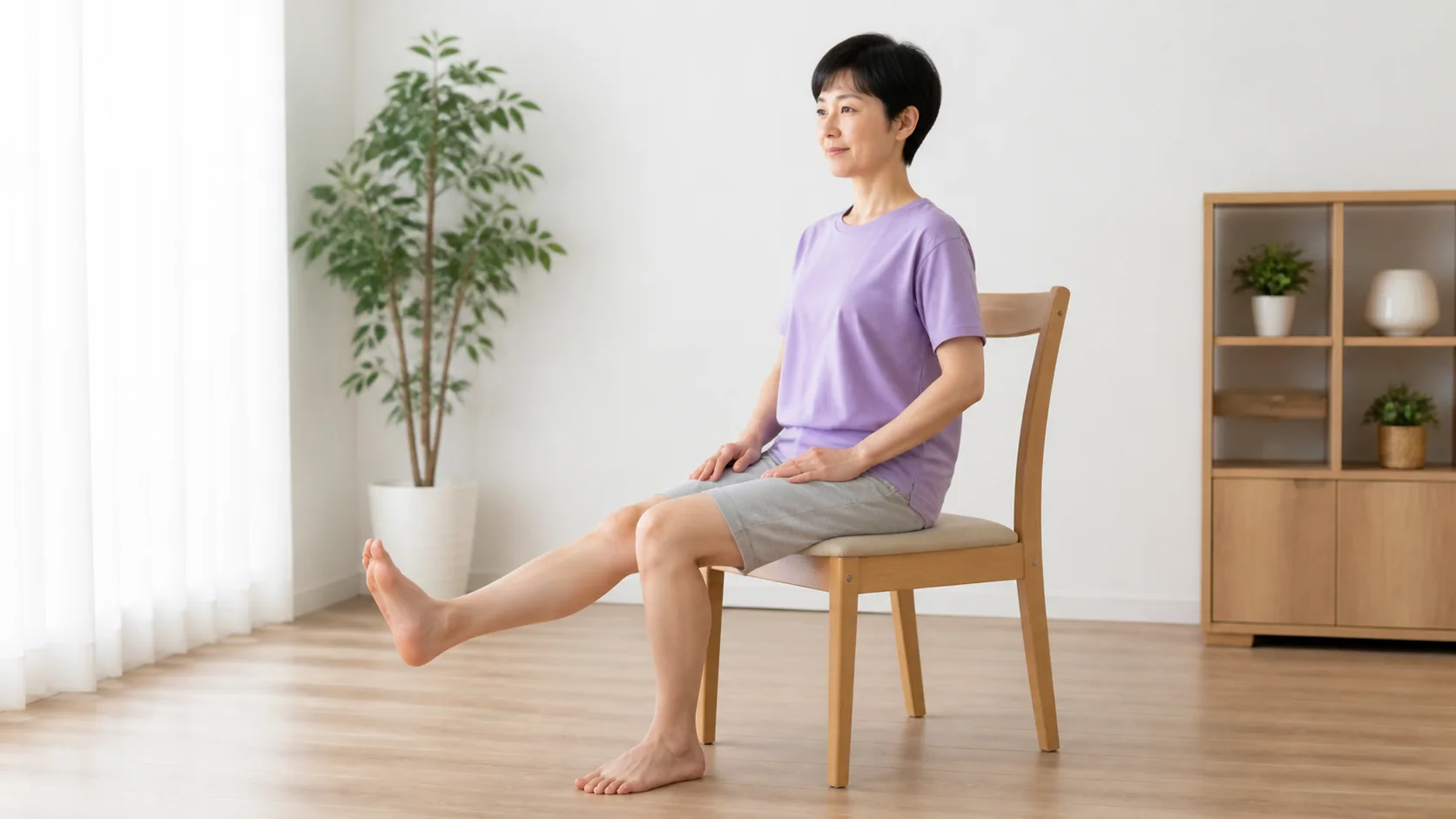 椅子に座って行う膝伸ばし運動