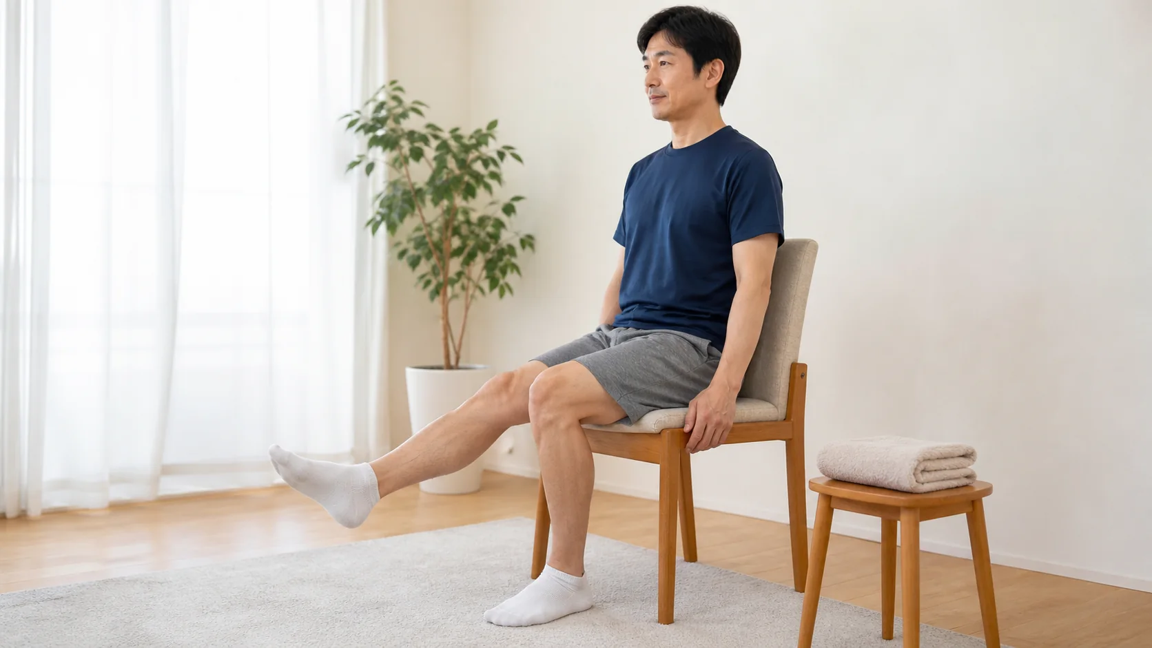 椅子で膝を伸ばすトレーニング