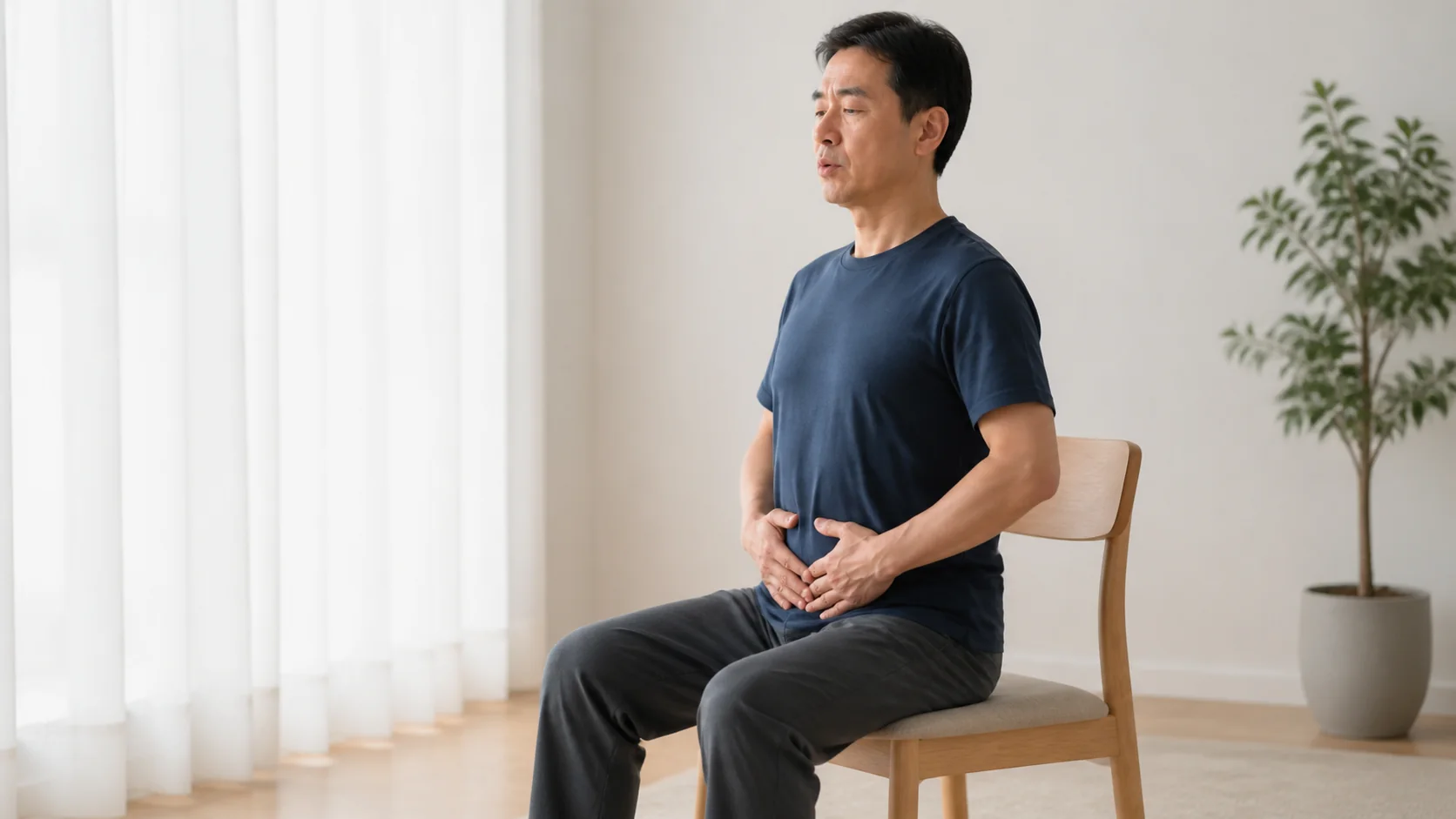 椅子で腹圧を整える呼吸セルフケア