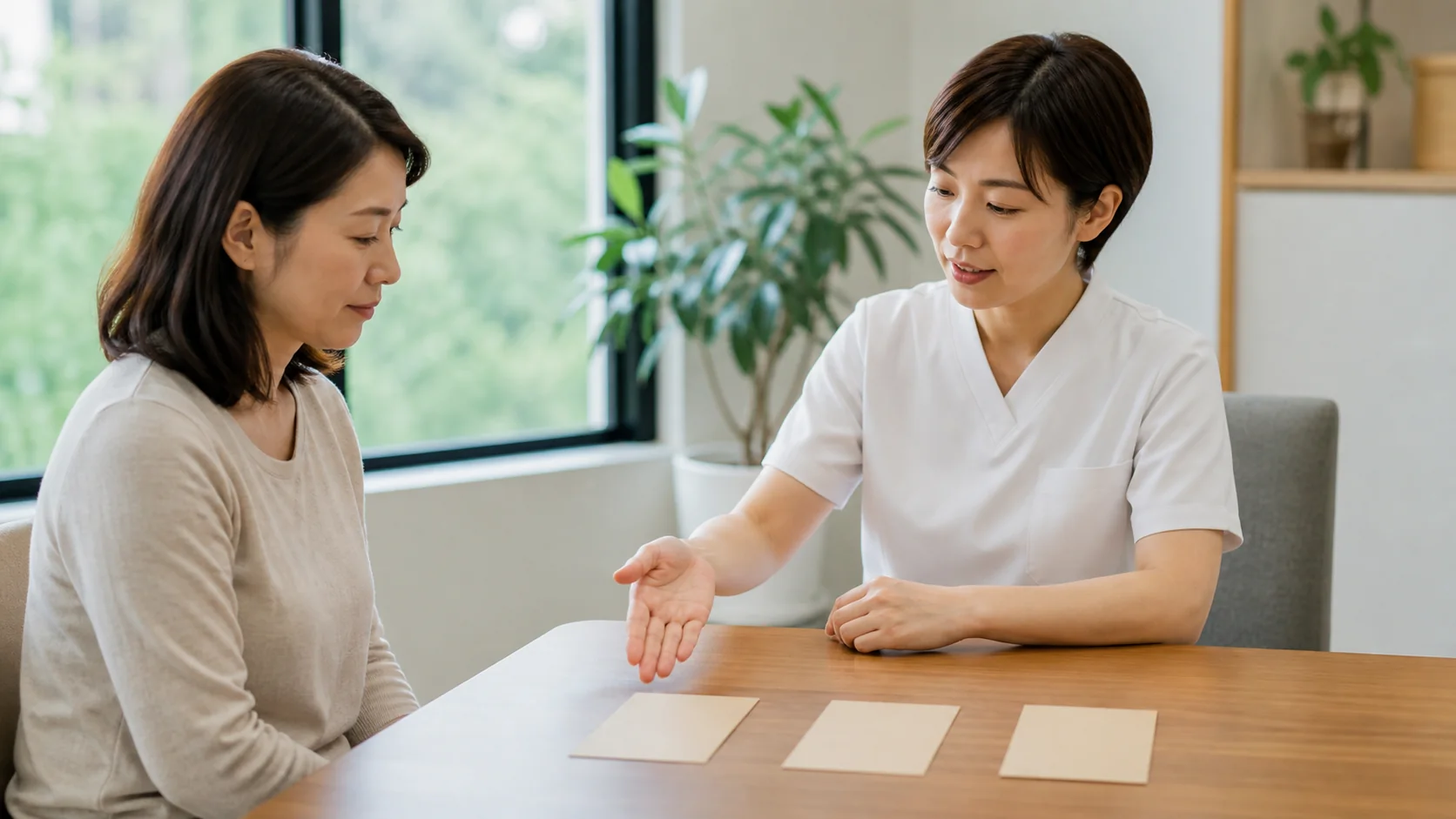 自分に合うケアの選択肢を相談する女性