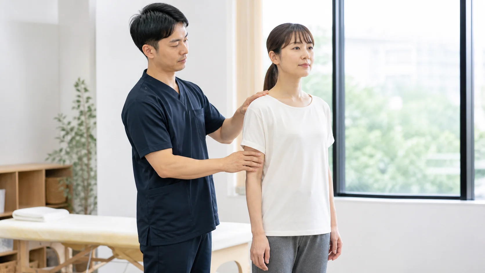 整体で姿勢のバランスを確認する女性