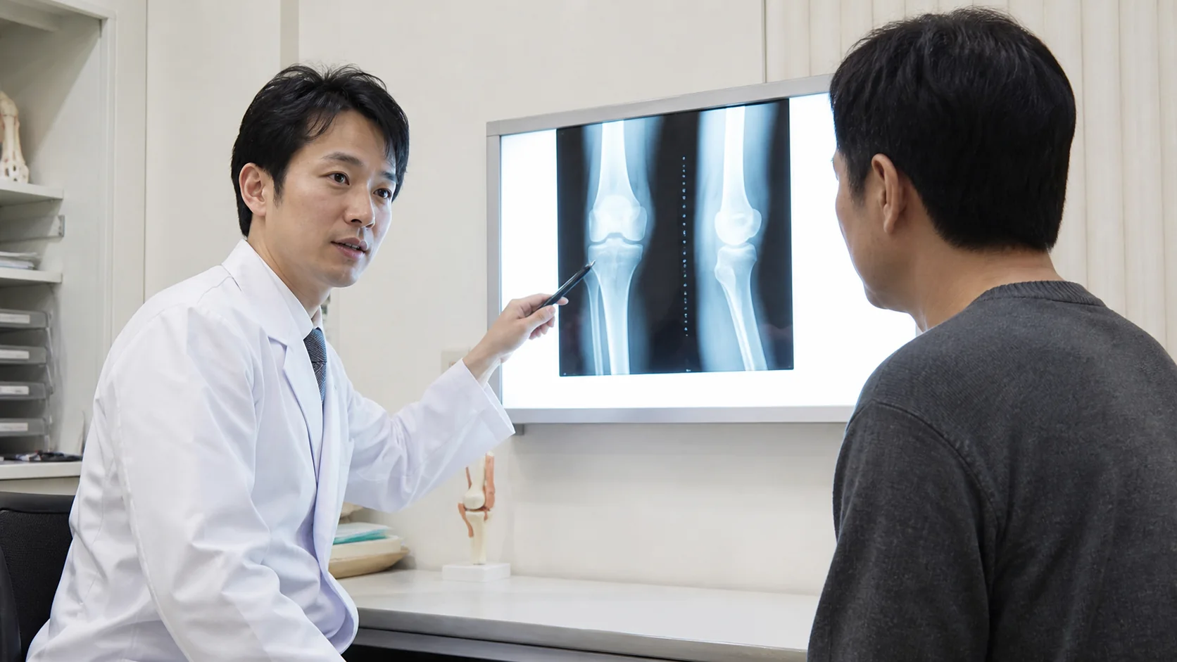 レントゲン画像を説明する整形外科医