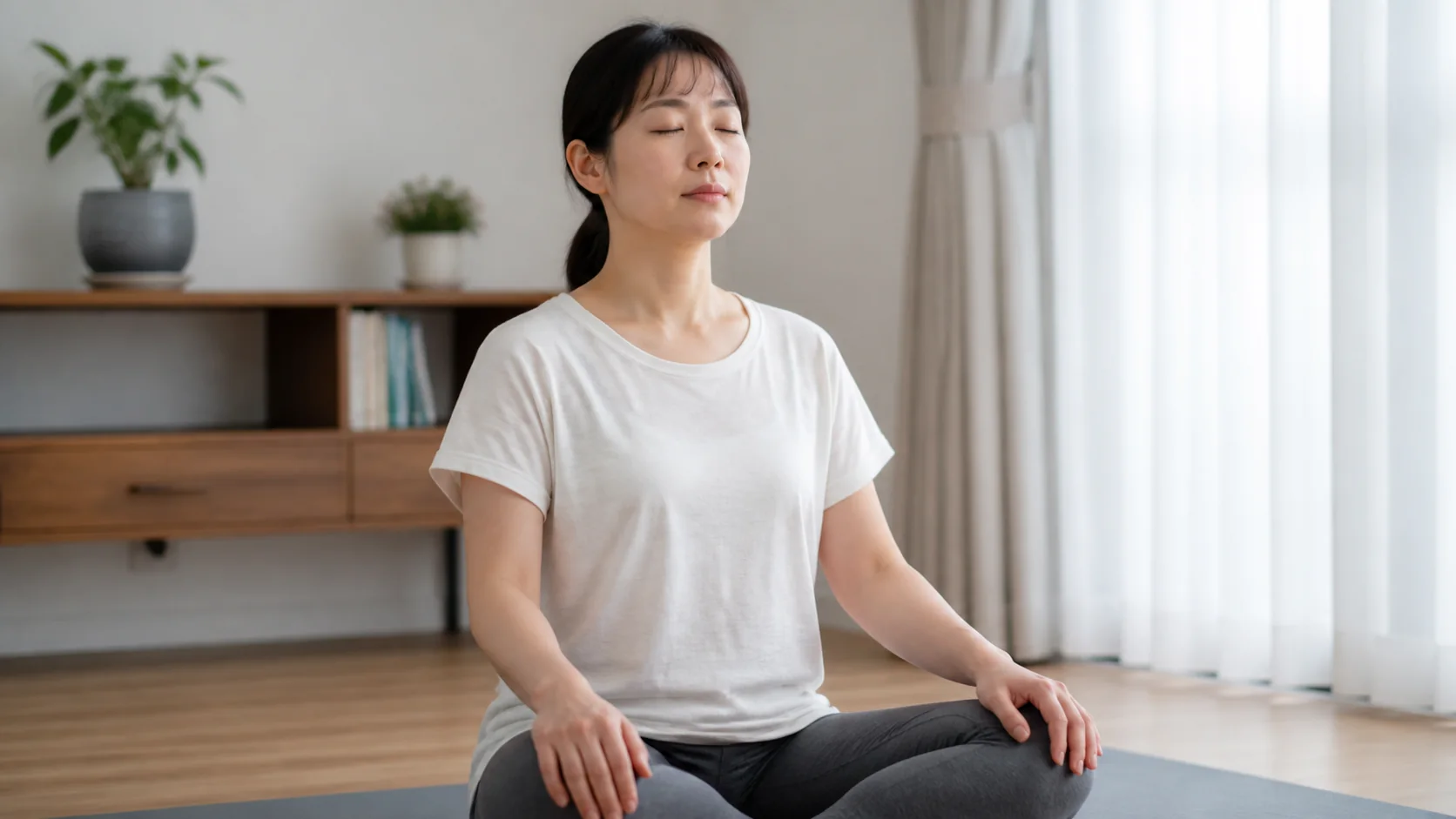呼吸しながら肩の力を抜く練習