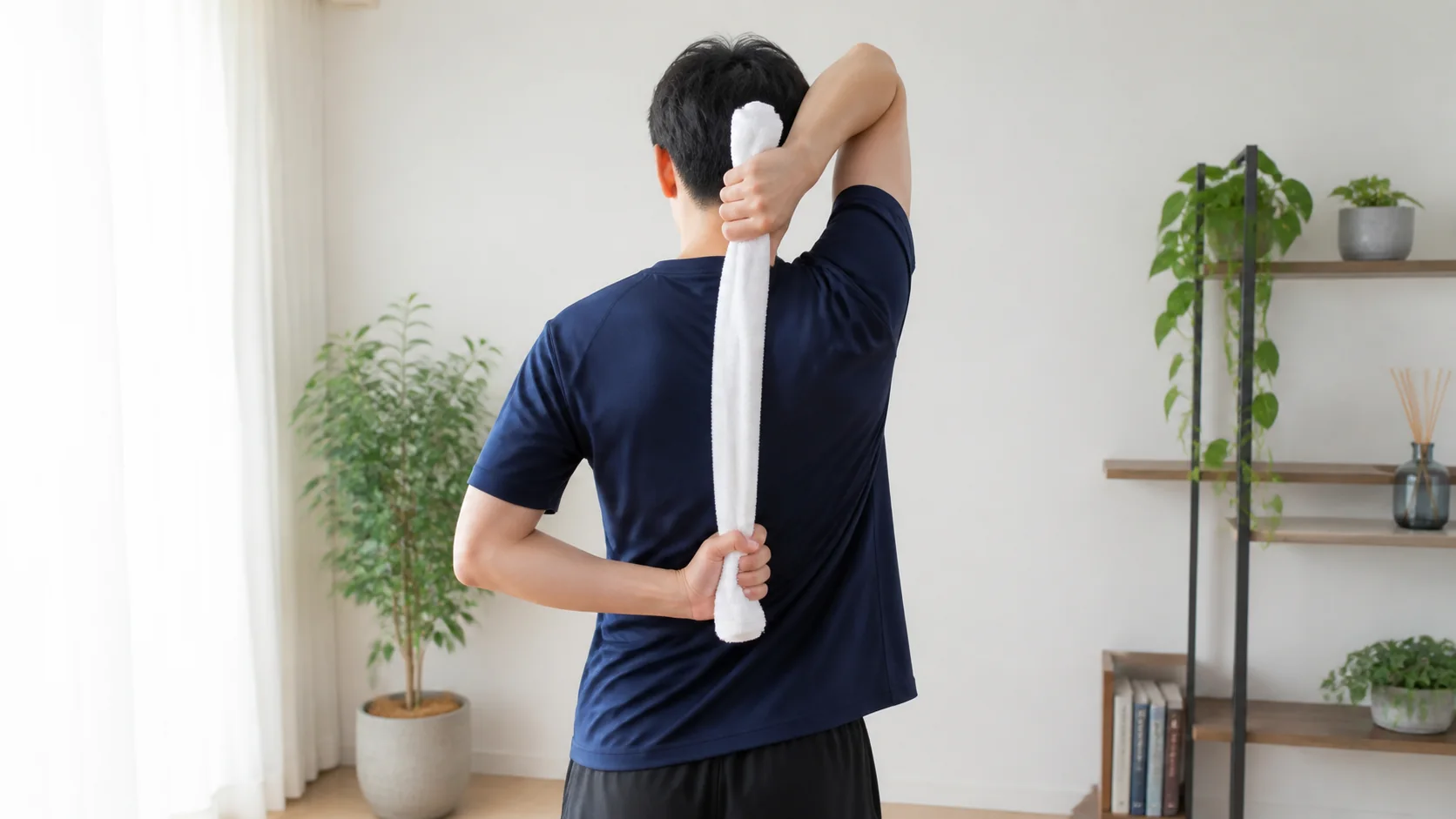 タオルを使った肩のストレッチ