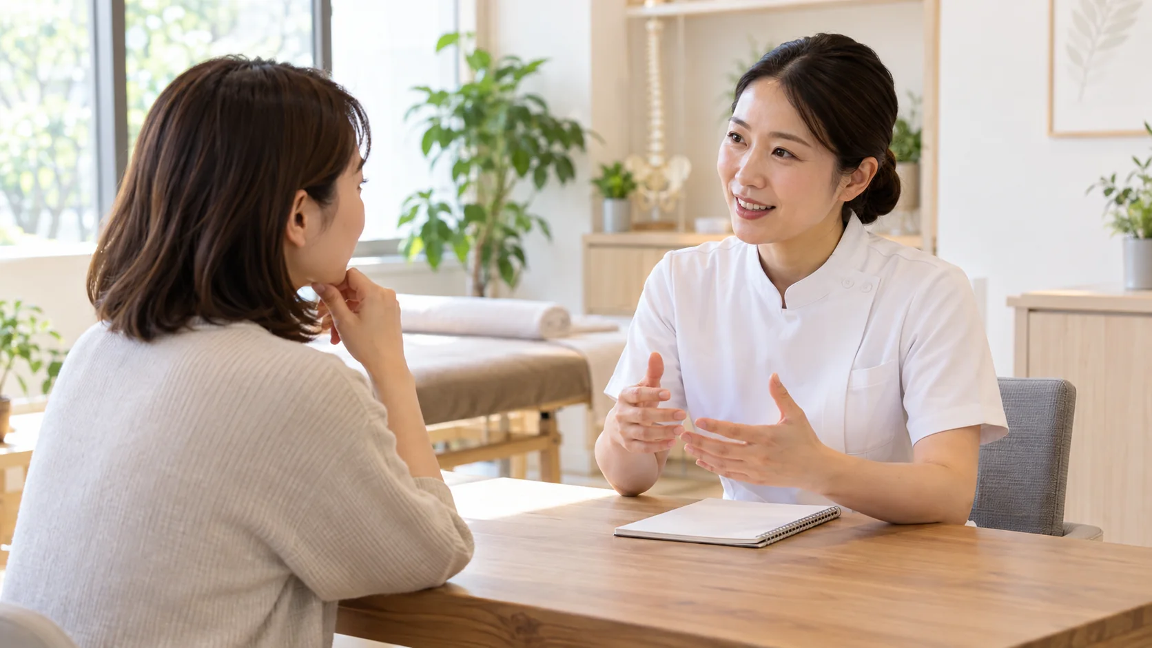 施術の目的や対応方法を整体院の担当者に確認する保護者