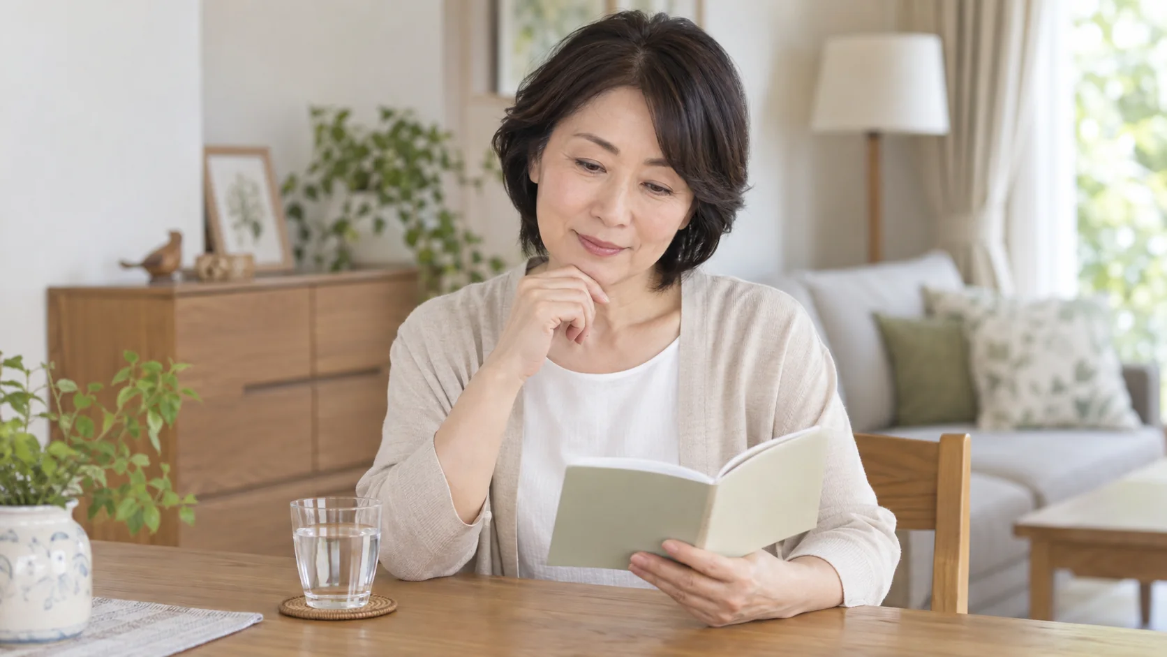 お薬手帳を確認する女性