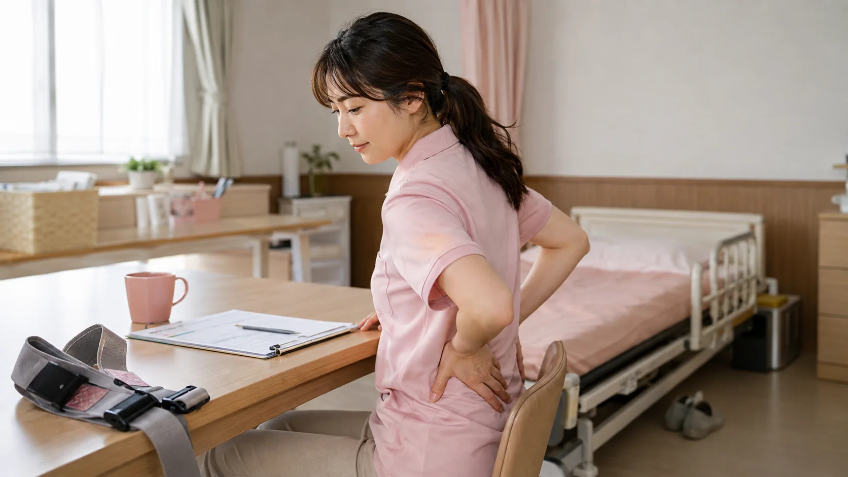 介護現場の腰への負担条件を振り返る介護士
