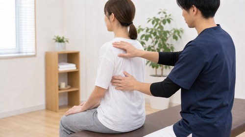 自律神経の不調に関わる姿勢と首肩を確認するイメージ