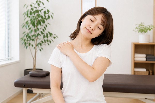 首や肩をやさしく動かすセルフケアイメージ