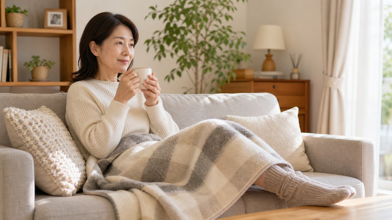疲労や冷えを避けて背中をいたわるイメージ
