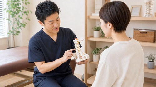 頚椎椎間板と神経への負担を確認するイメージ