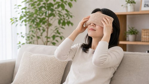 目や首肩を温めるセルフケアイメージ