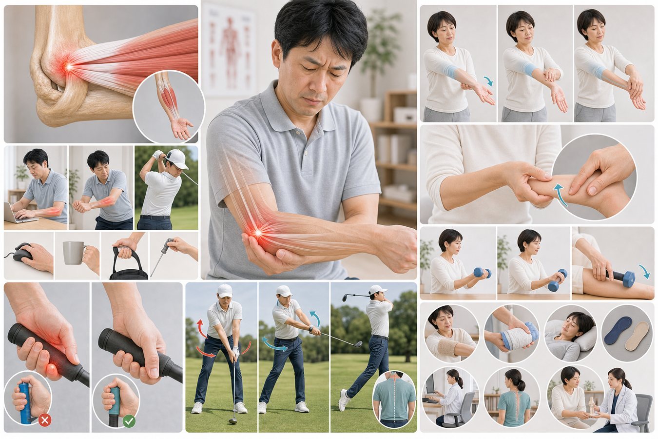 ゴルフ肘を生活習慣から見直すセルフケアイメージ