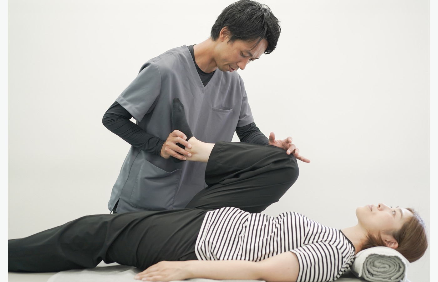 鼠径部痛に配慮した股関節まわりのソフトな施術イメージ