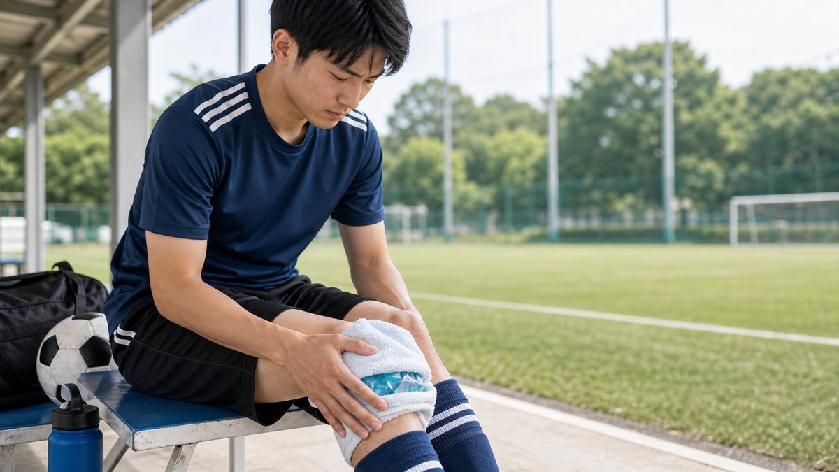 膝が痛むときは無理に動かさず休ませるセルフケアイメージ