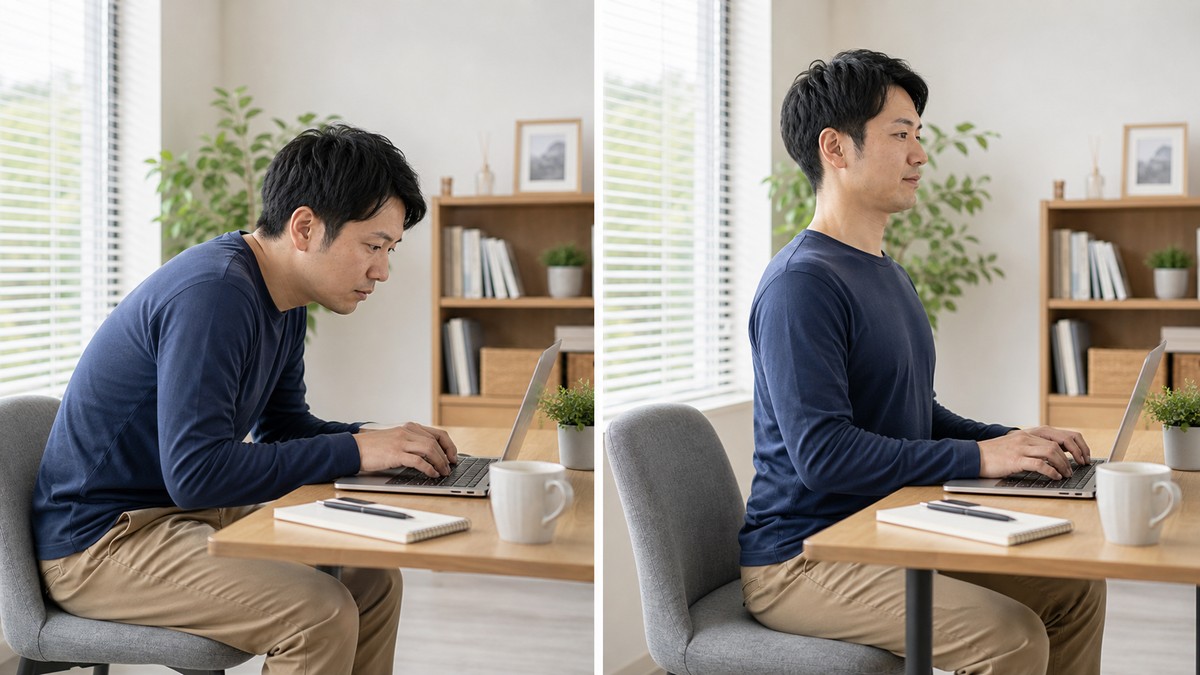 猫背や姿勢の崩れに悩む方のイメージ
