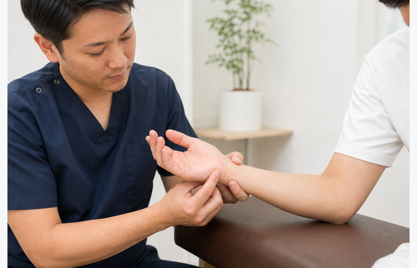 腱鞘炎で手首の親指側を確認するイメージ