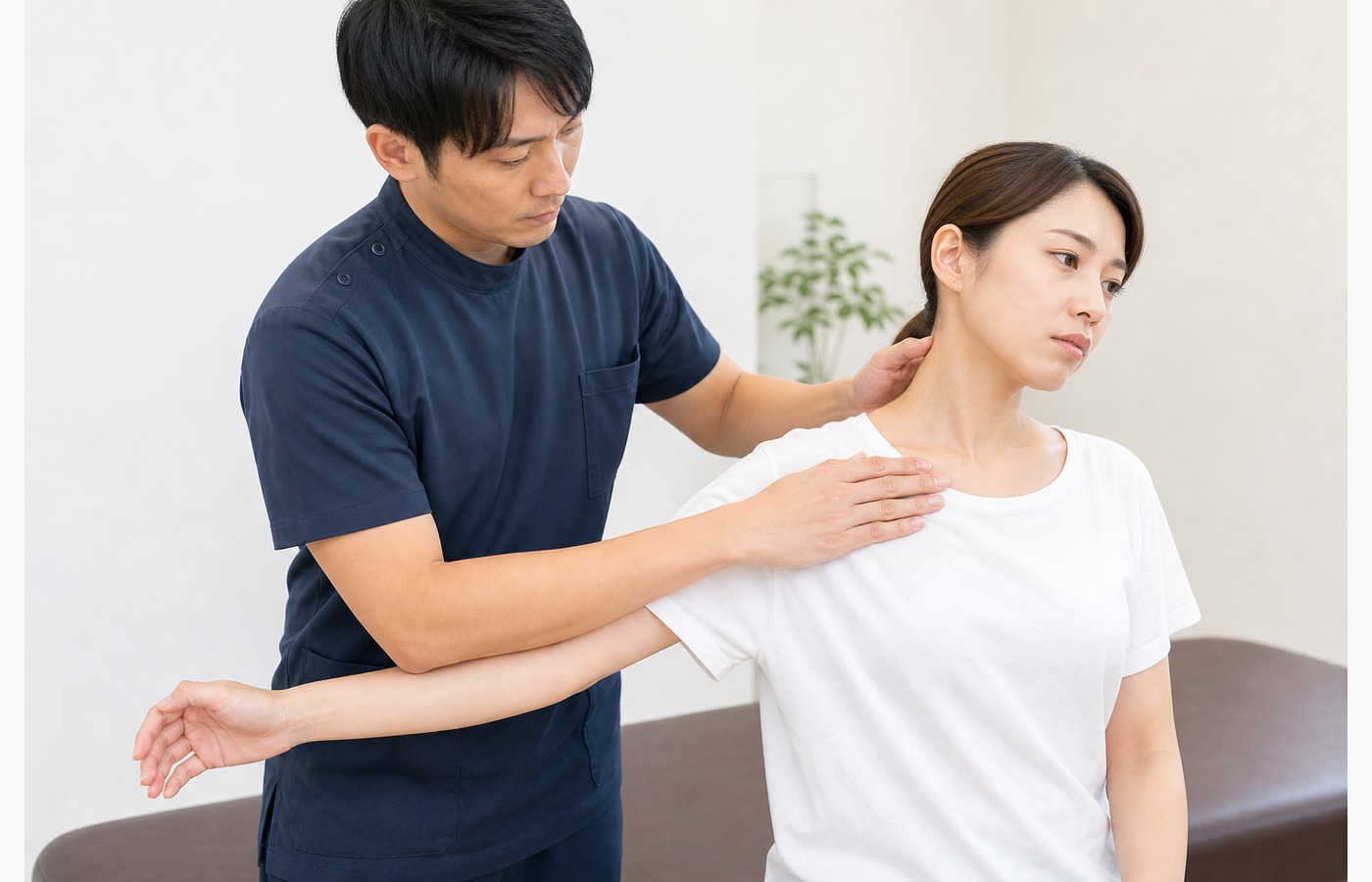 胸郭出口症候群の通り道を施術で確認するイメージ